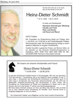 Trauerfall Heinz-Dieter Schmidt