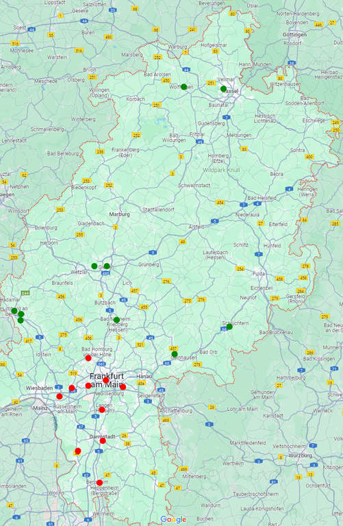 Klasseneinteilung: Verbandsliga Nord (grün) und Süd (rot)
